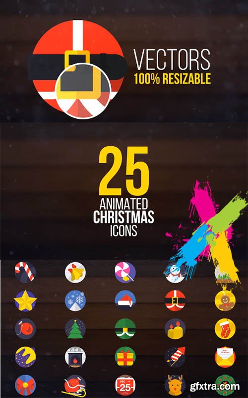 25 Animated Christmas Icons - After Effects