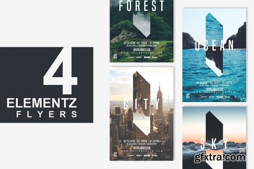 CreativeMarket 4in1 ELEMENTS Flyer Template 2074962