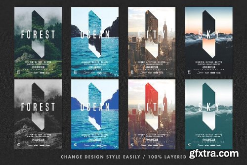 CreativeMarket 4in1 ELEMENTS Flyer Template 2074962