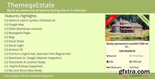 CodeCanyon - ThemeqxEstate v1.1 - Laravel Real Estate Property Listing Portal - 19253362