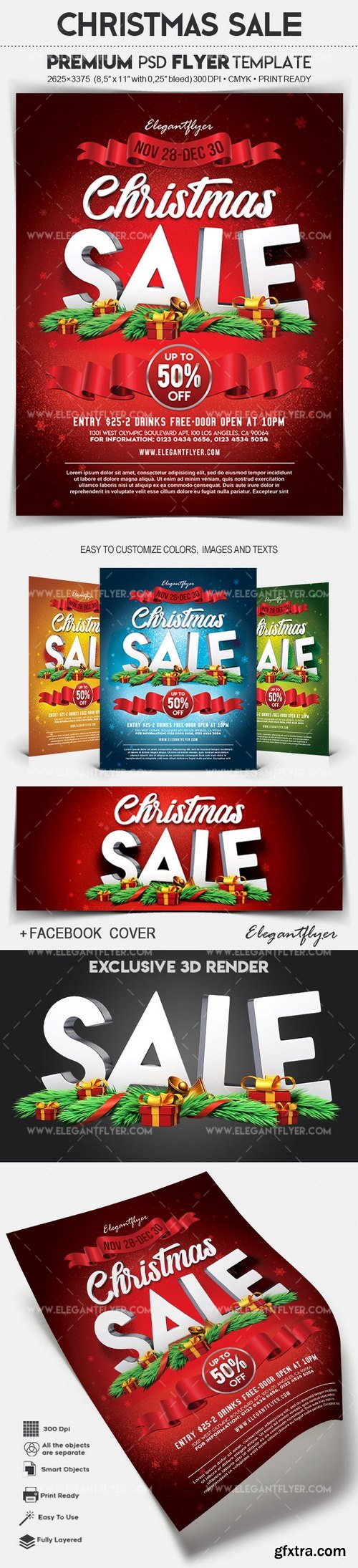 Christmas Sale – Flyer PSD Template + Facebook Cover