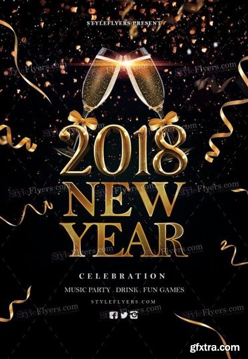 New Year 2018 PSD Flyer Template