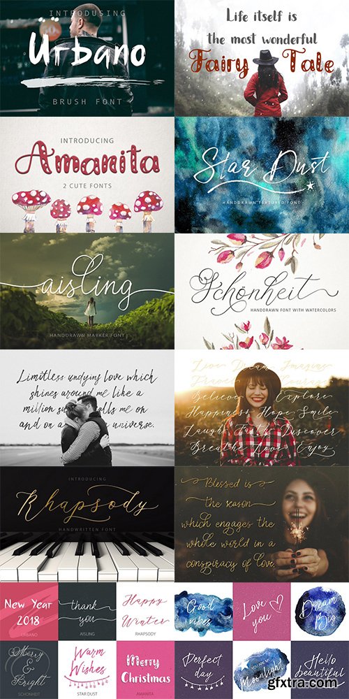 CreativeMarket Christmas Fonts Bundle & Watercolors 2117019