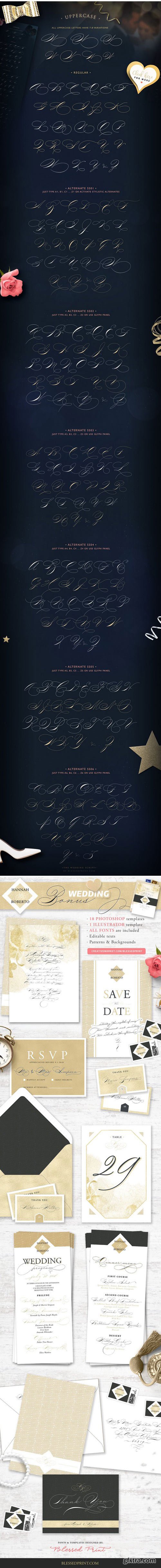 CM - The Wedding Script font & invitation 1994692