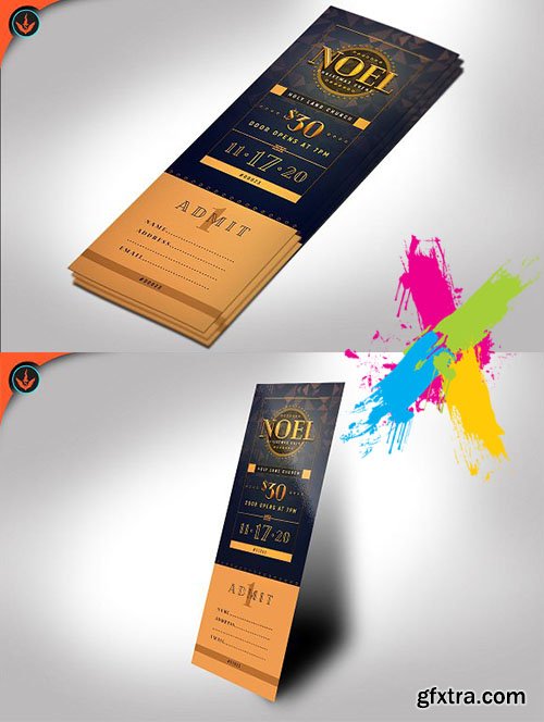 CreativeMarket - Noel Christmas Gala Ticket Template 2130212