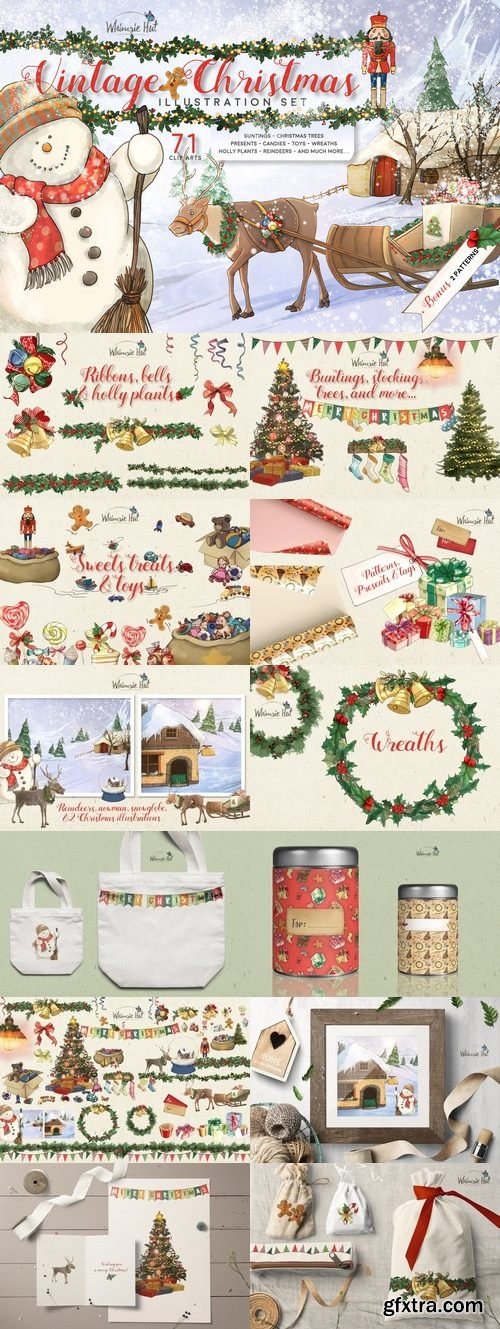 CM - Vintage Christmas illustration set 2094692