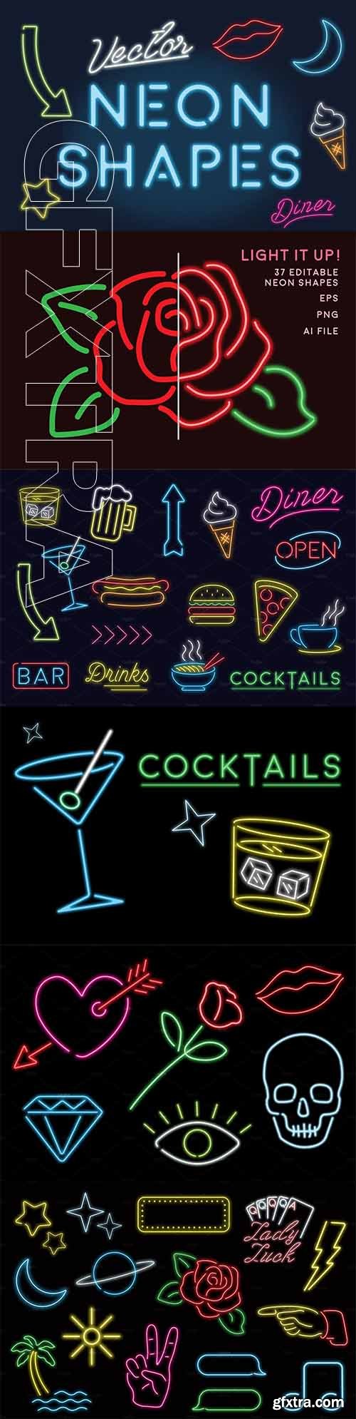 CreativeMarket - Neon Sign Shapes Vector Pack 2147061