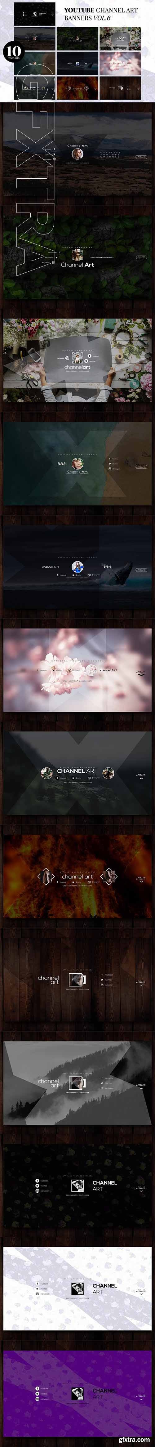 CreativeMarket - 10 Youtube Channel Art Banners vol.6 2144648