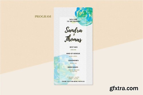 CreativeMarket Floral Wedding Invitation Set 2014719