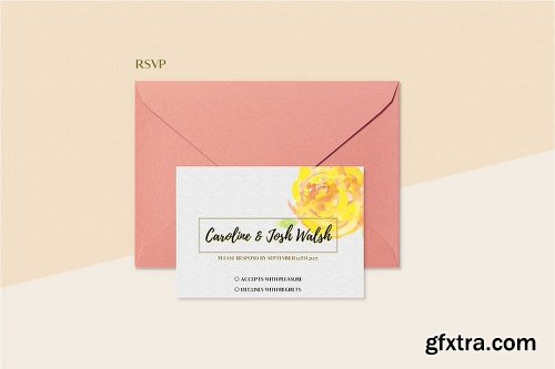 CreativeMarket Floral Wedding Invitation Set 2014719