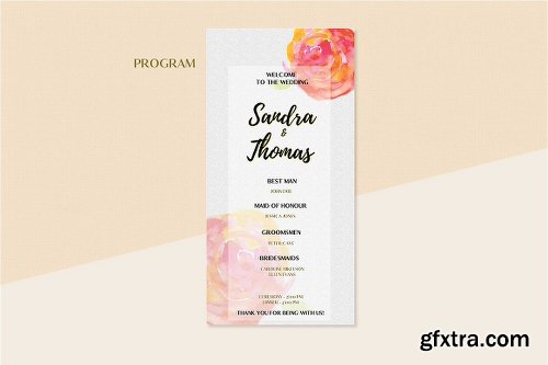 CreativeMarket Floral Wedding Invitation Set 2014719