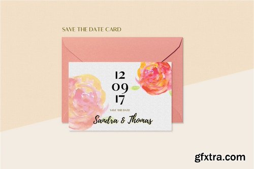 CreativeMarket Floral Wedding Invitation Set 2014719