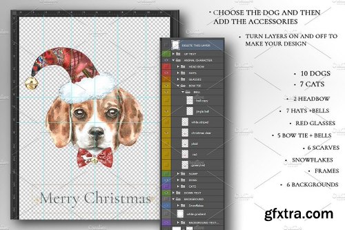 CreativeMarket Christmas Animals Dogs & Cats SALE 1955725