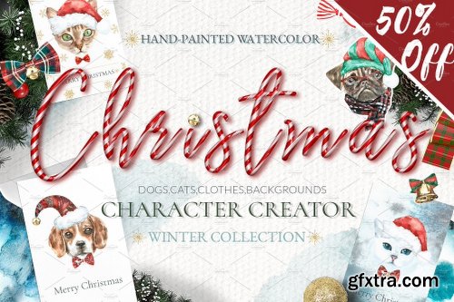 CreativeMarket Christmas Animals Dogs & Cats SALE 1955725