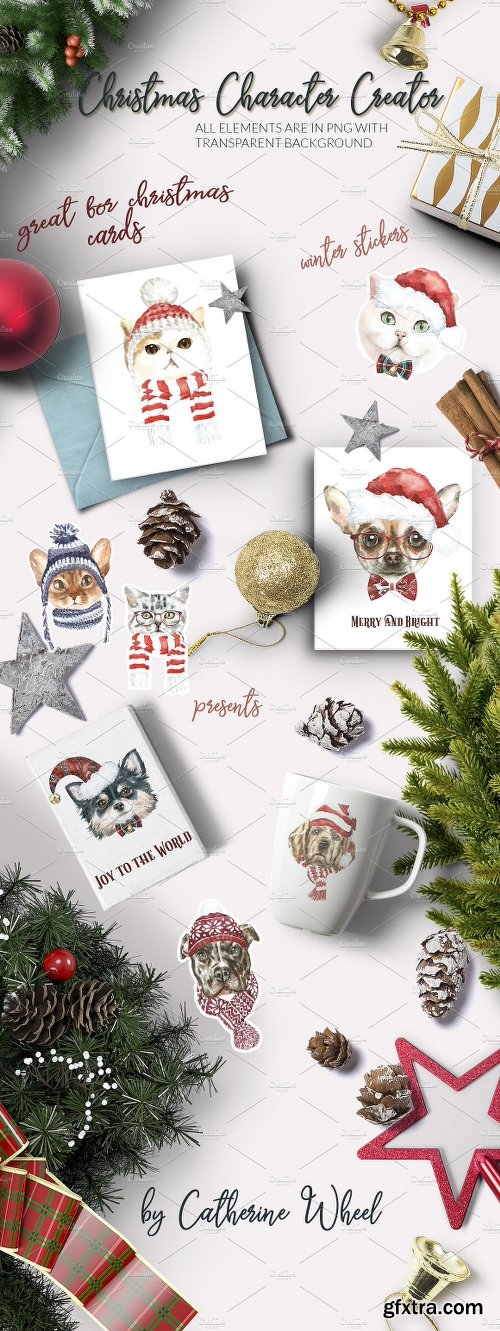 CreativeMarket Christmas Animals Dogs & Cats SALE 1955725