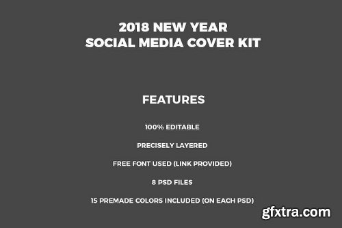 CreativeMarket 2018 New Year Social Media Cover Kit 2013760