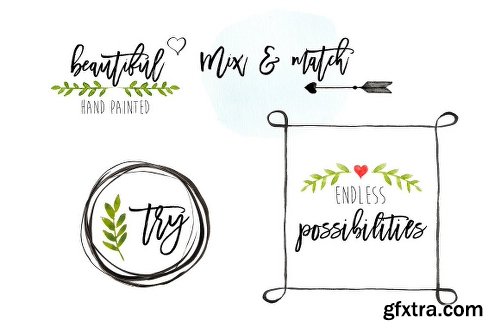 CreativeMarket Watercolor Doodle Bundle 2044939