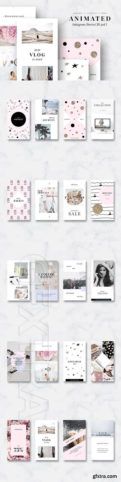 CreativeMarket - ANIMATED Instagram Stories-Pink&Gold 2134634