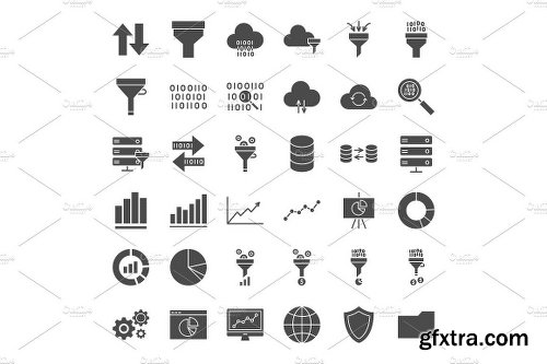 CreativeMarket Data Filter Line Art Icons 2026628