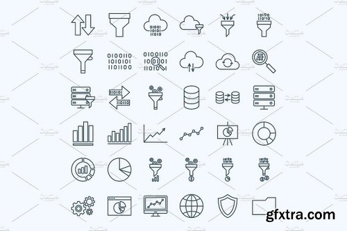 CreativeMarket Data Filter Line Art Icons 2026628