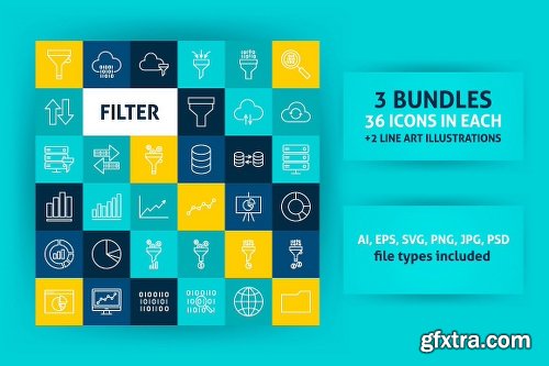 CreativeMarket Data Filter Line Art Icons 2026628