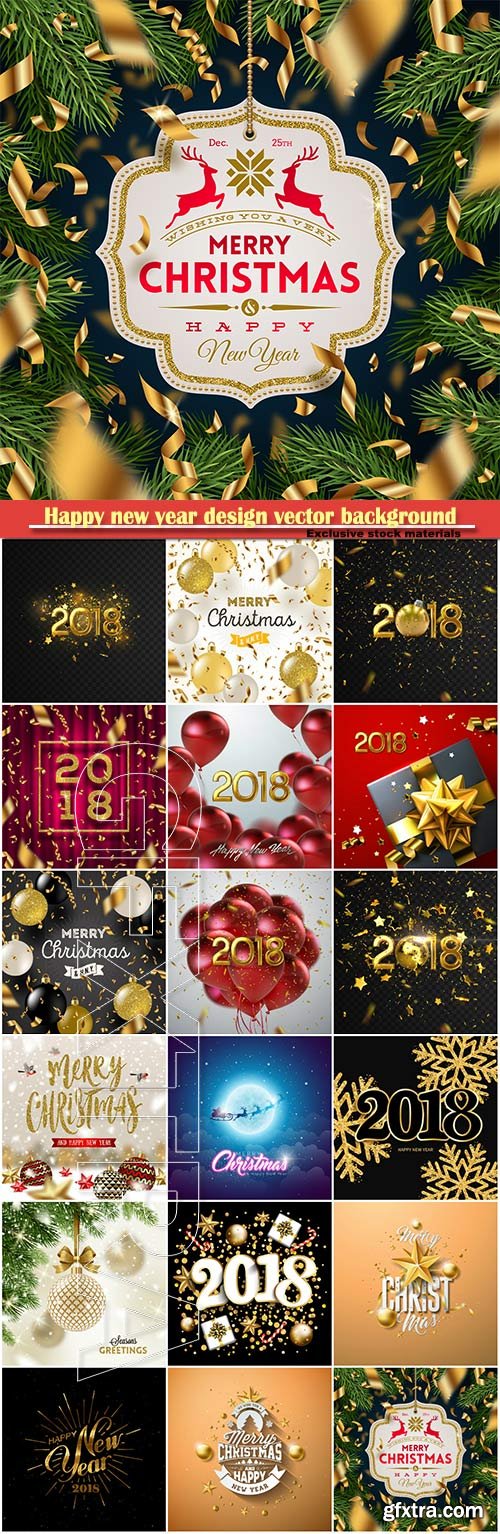 Happy new year design vector background with 2018