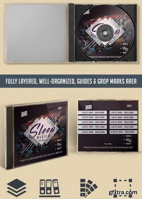 Sleep Music V1 Premium CD Cover PSD Template