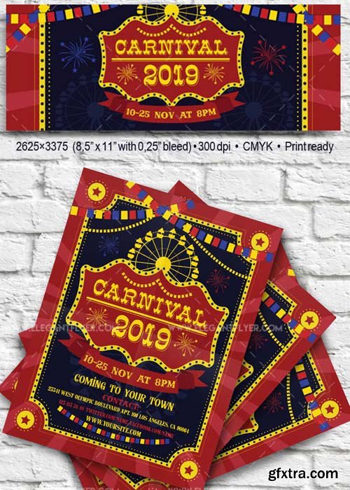 Carnival V25 2017 Flyer PSD Template + Facebook Cover