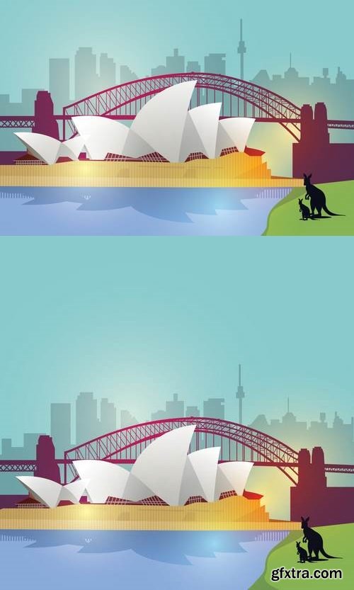 Sydney Skyline Travel & Tour Vector