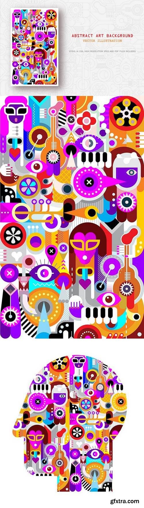 Abstract art vector background + Human Head