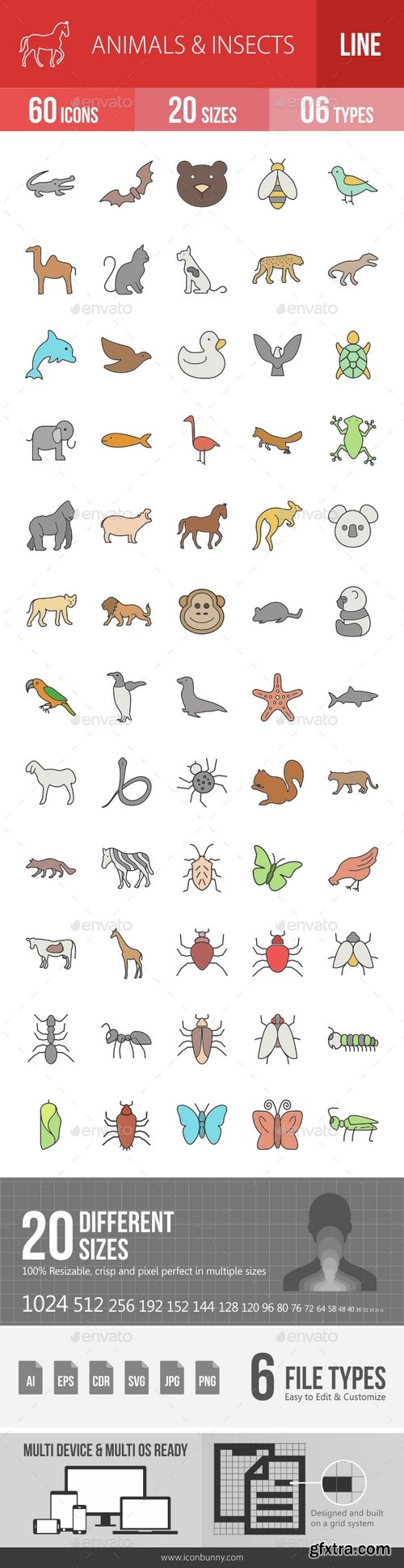 Graphicriver - Animals & Insects Filled Line Icons 14755247