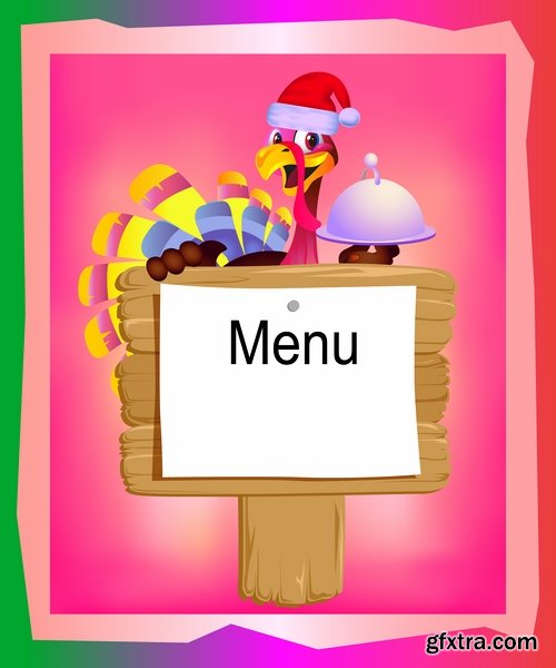 Christmas menu flyer banner food restaurant New Year holiday 25 EPS