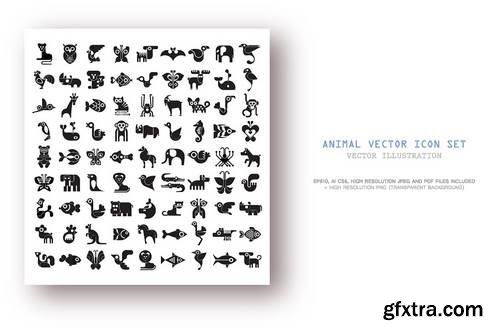 Set of Animal vector icons isolated on a white