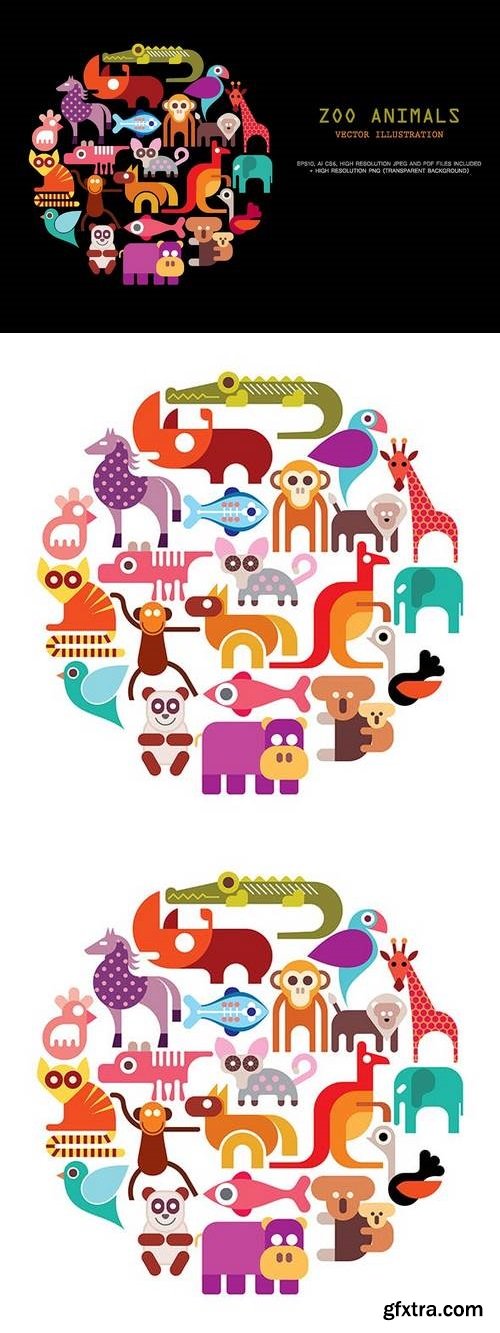 Zoo Animals vector icon set