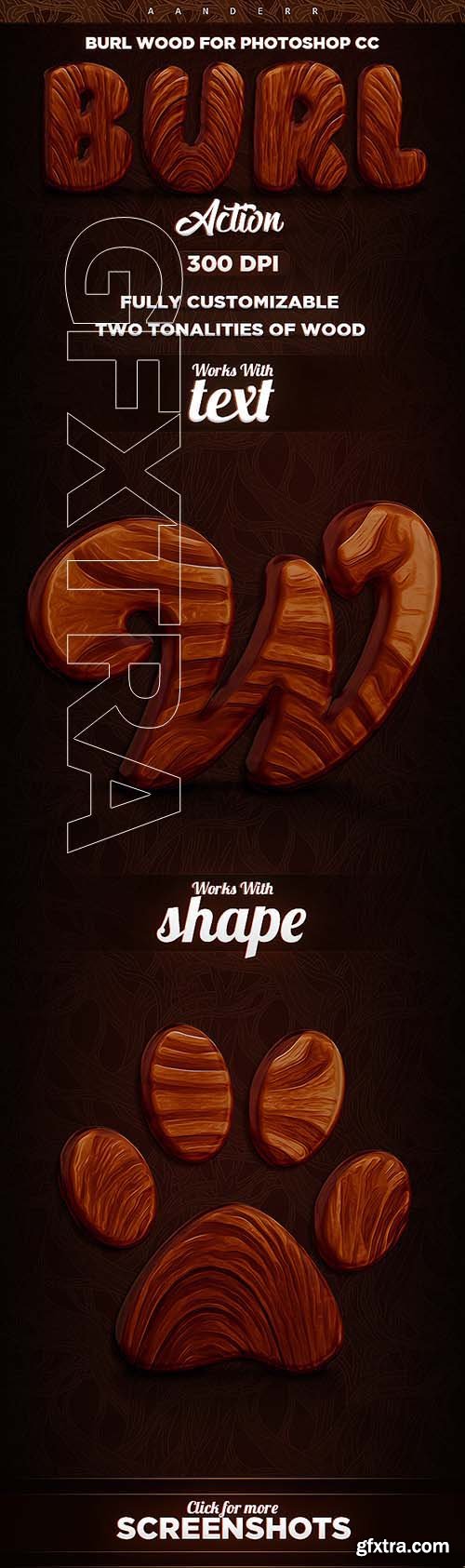 GraphicRiver - Burl Wood Photoshop Action 21126491