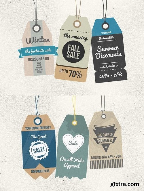 CM - 6 Retro Sale Tags 19433