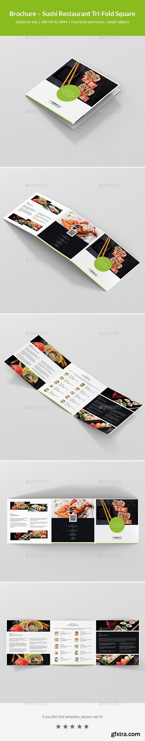 Graphicriver - Brochure – Sushi Restaurant Tri-Fold Square 21127444