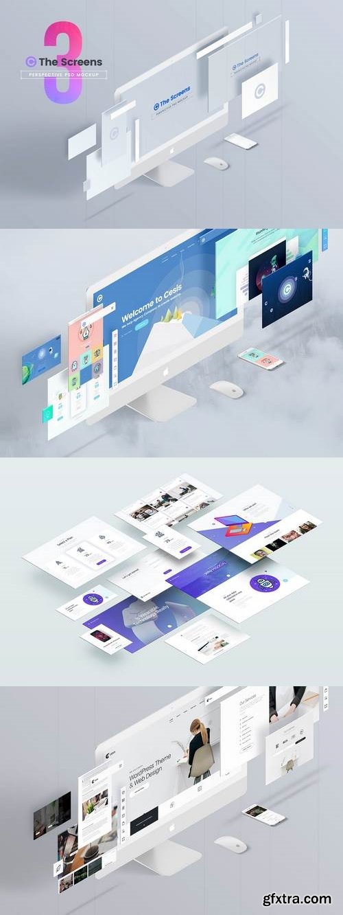 The Screens - Perspective PSD Mockup Template