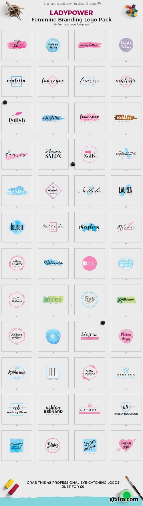 CM - LADYPOWER Feminine Branding Logo Set 1453011