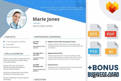 CM - Nurse Resume - PSD, AI, EPS, PDF 2140015