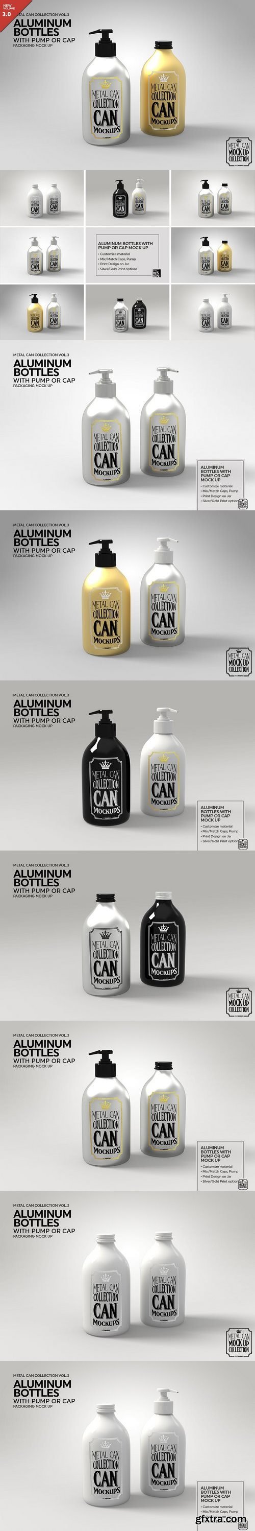 CM - Aluminum Bottles Pump Cap MockUp 1928283