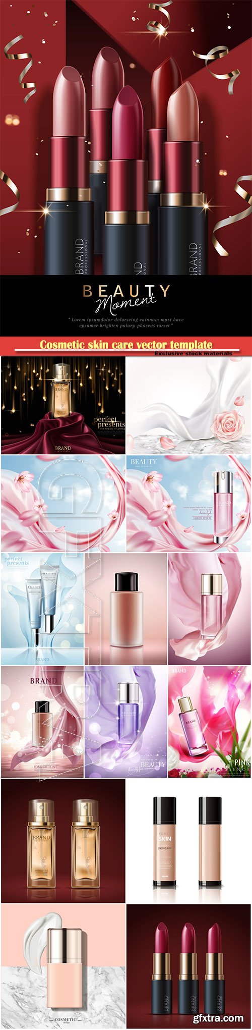 Cosmetic skin care vector template, refreshing skin care tube ads