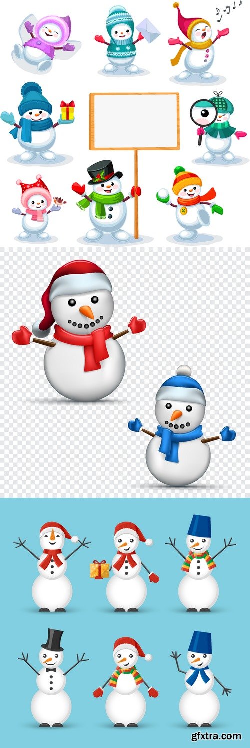 Vectors - Funny Cartoon Snowman 15