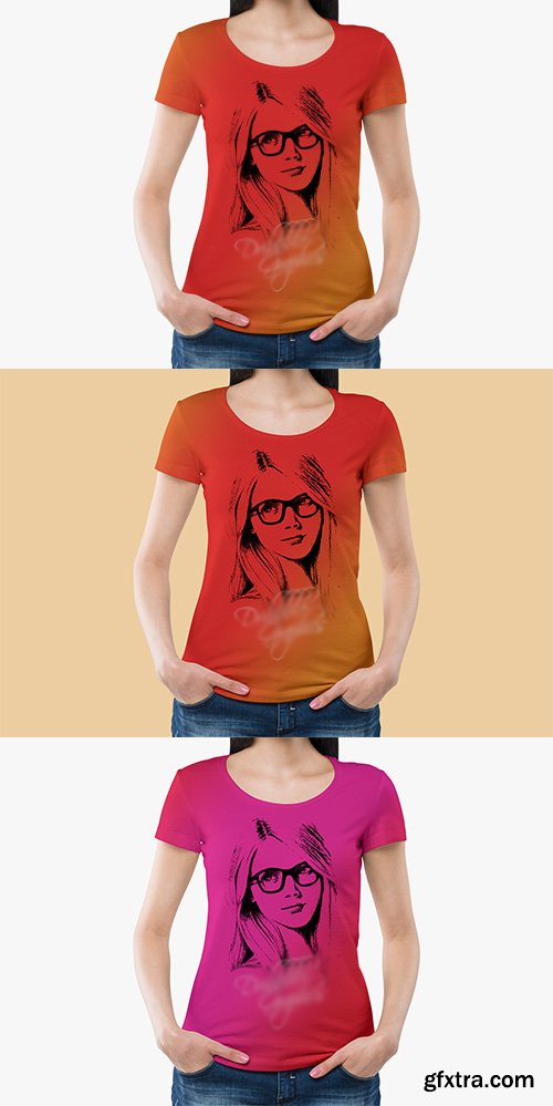 PSD Mock-Up - Girl Wearing T-Shirt