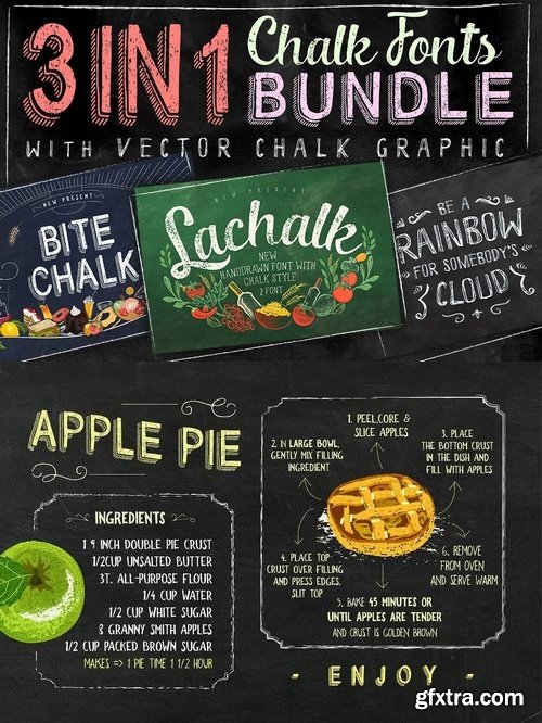 CM - 3 IN 1 Chalk Fonts Bundle + Extras 1797560