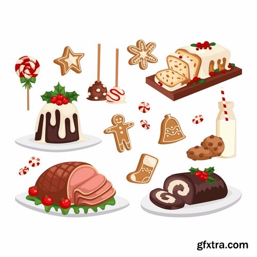 Festive christmas christmas food sweetness turkey EPS 25