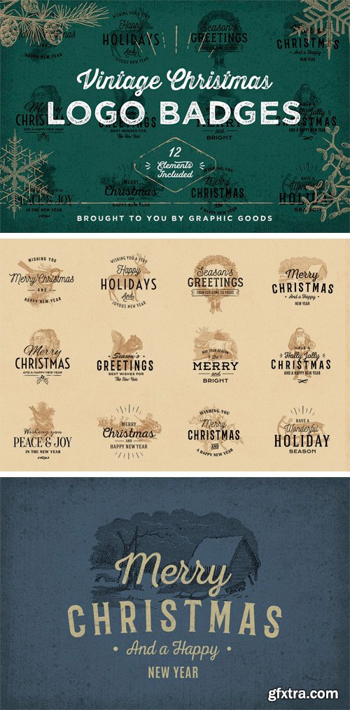 CM - Vintage Christmas Logo Badges 2100352