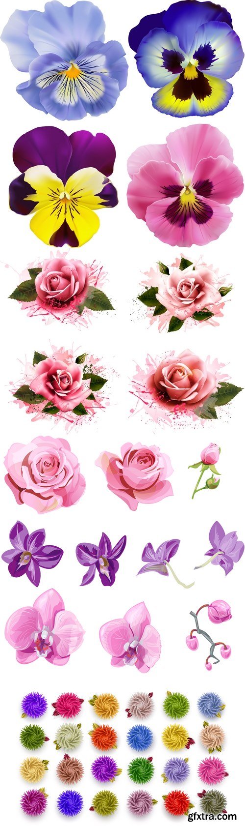 Vectors - Different Shiny Flowers Set 16