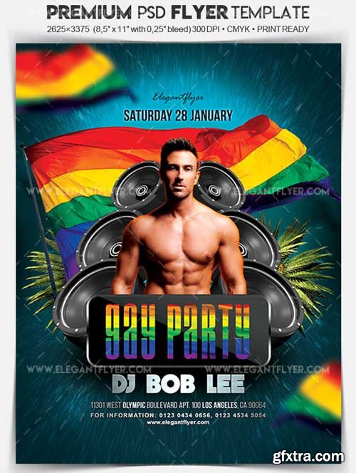 Gay Party V1 Flyer PSD Template + Facebook Cover