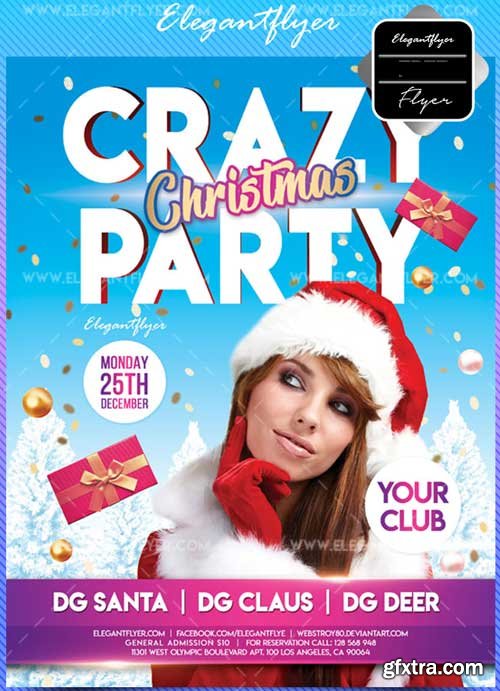 Christmas Crazy party V9 2017 Flyer PSD Template + Facebook Cover
